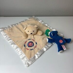 Chicago Cubs wubbanub pacifier and lovey stuffed animal baby bundle